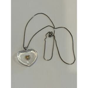 Sterling Silver Clear Lucite Heart Pendant Necklace